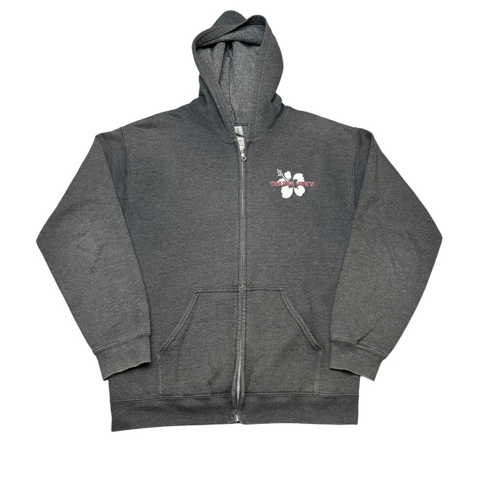 Trader Joe's Full Zip Hoodie Hawaiian Flower Men's Medium Hibiscus Employee